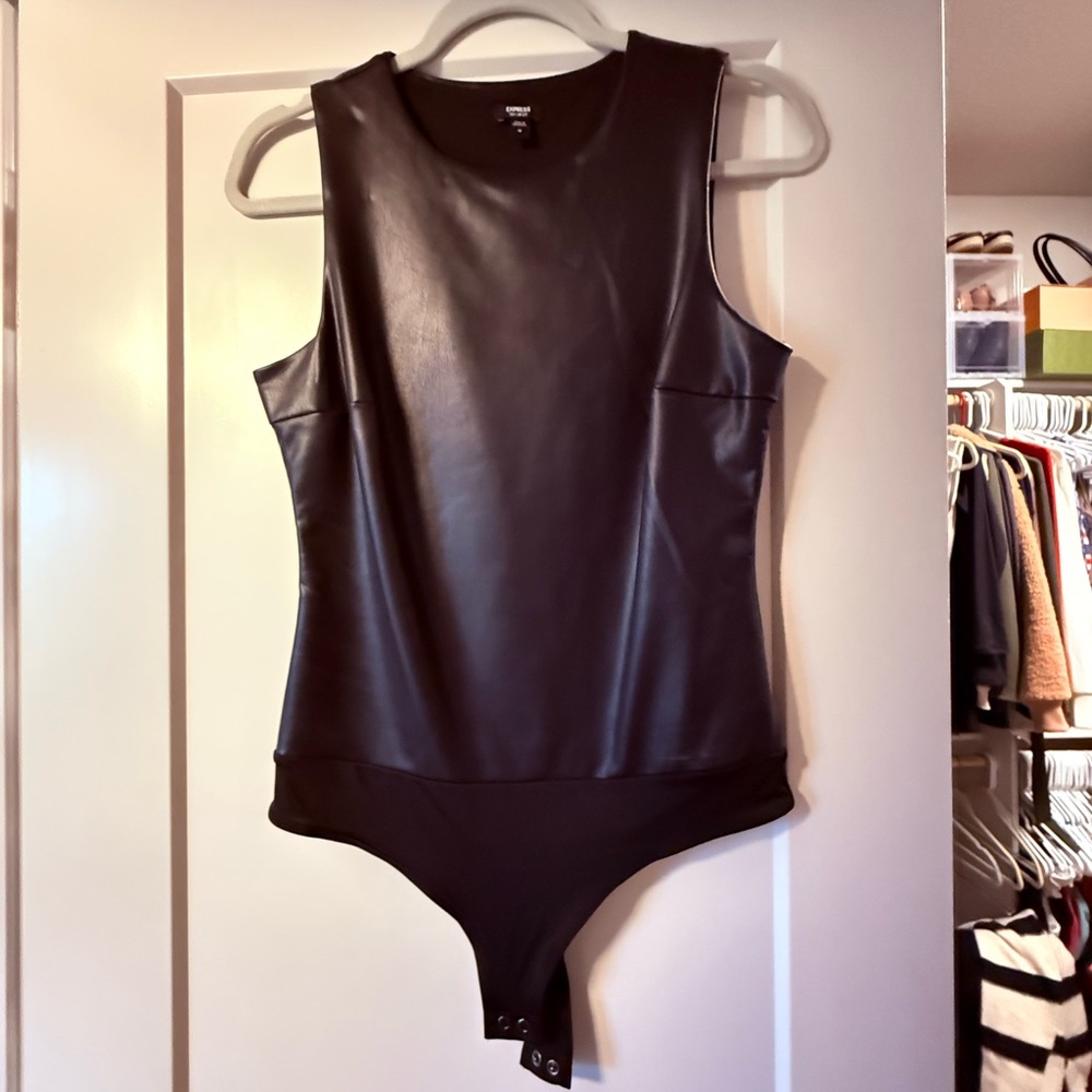 Express Black Faux Leather Top